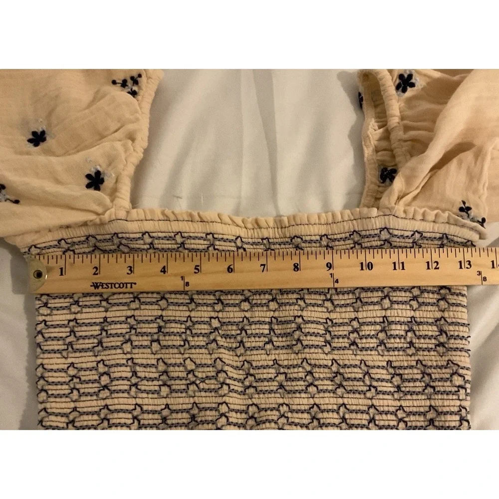 NWT Free People Dahlia WideLeg Floral Embroidered Ribbed 100% Cotton Jumpsuit XS - Picture 10 of 14